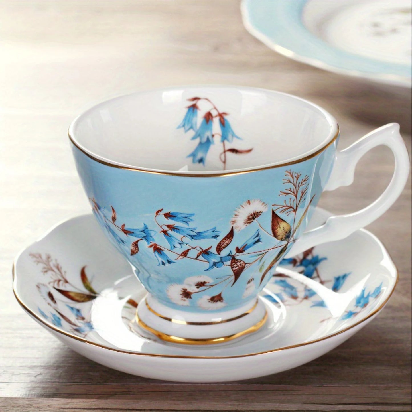 European Bone China Ceramic Flower Pattern Tea Cup Gift Set