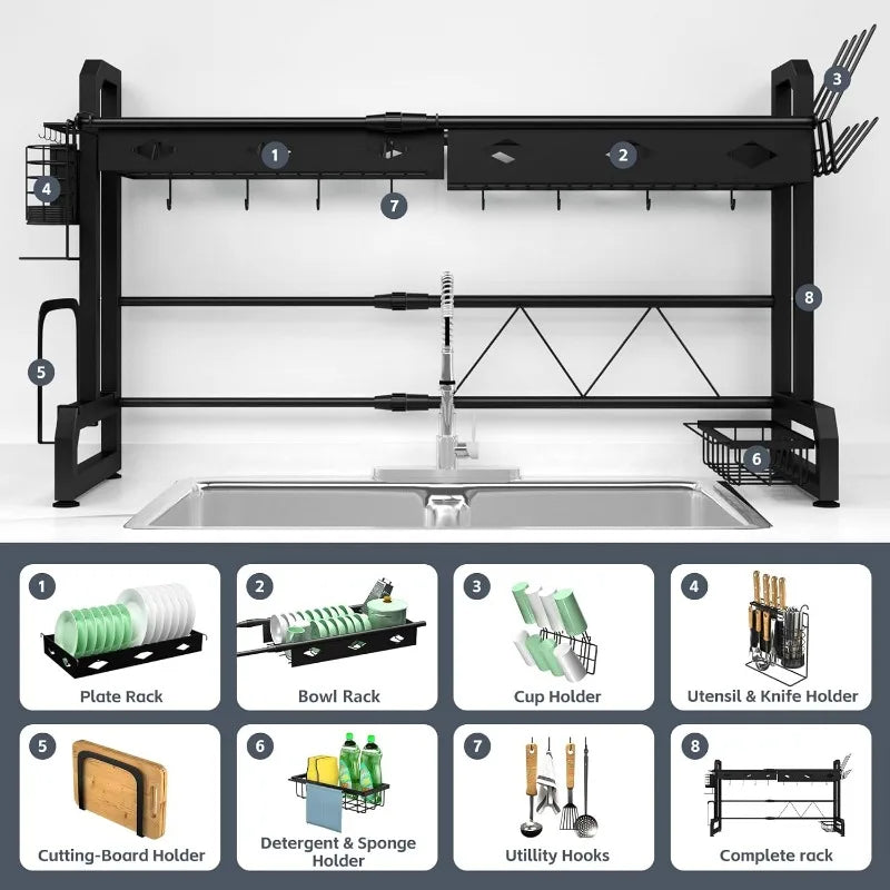 Adjustable (22" to 35.6") Over The Sink Dish Drying Rack