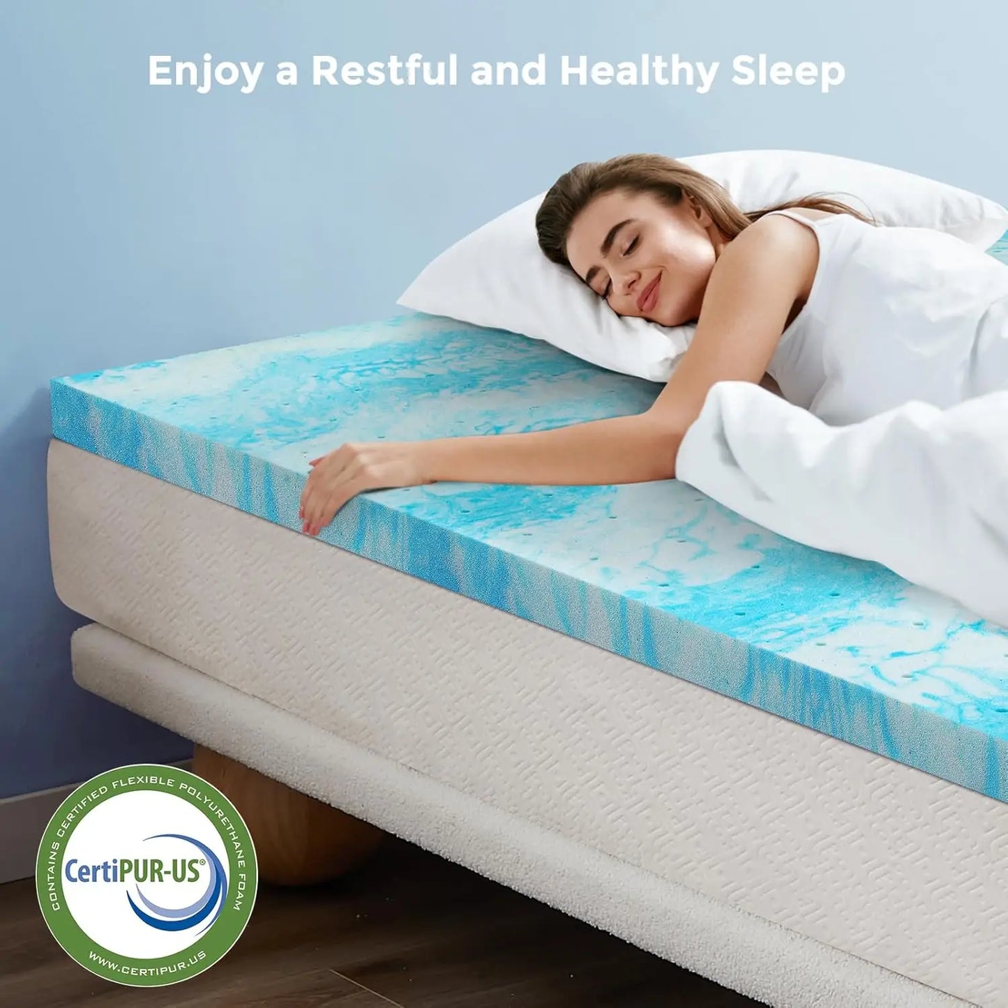 4-Inch Gel Memory Foam Mattress Topper, Size Optional