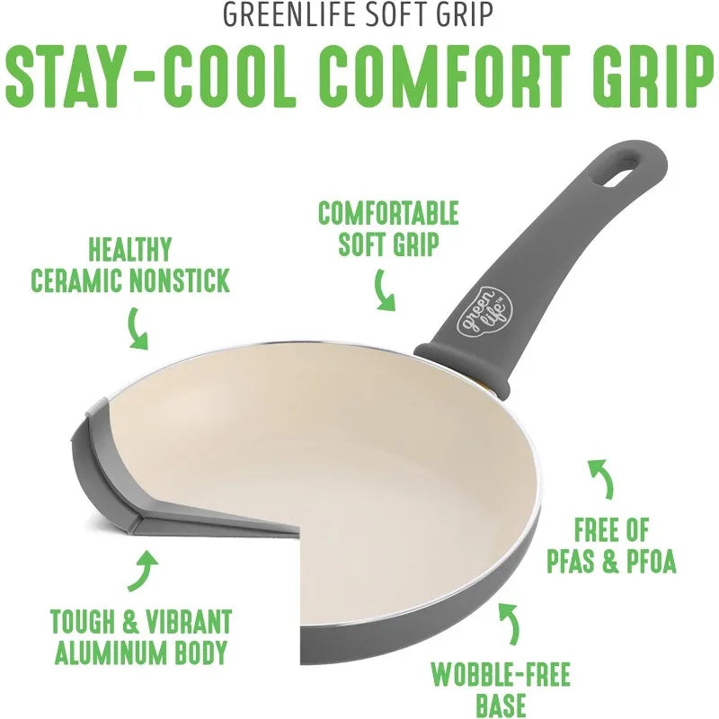 GreenLife-16 Piece Soft Grip Healthy Ceramic Nonstick Cookware Set