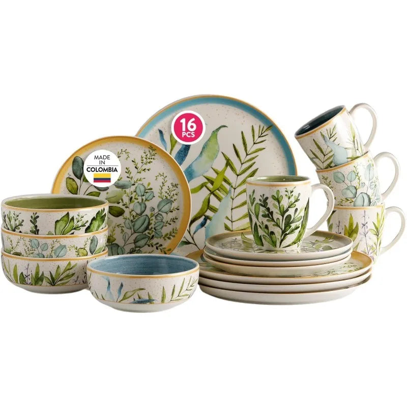 16– piece Hand Painted Ceramic Dinnerware Set