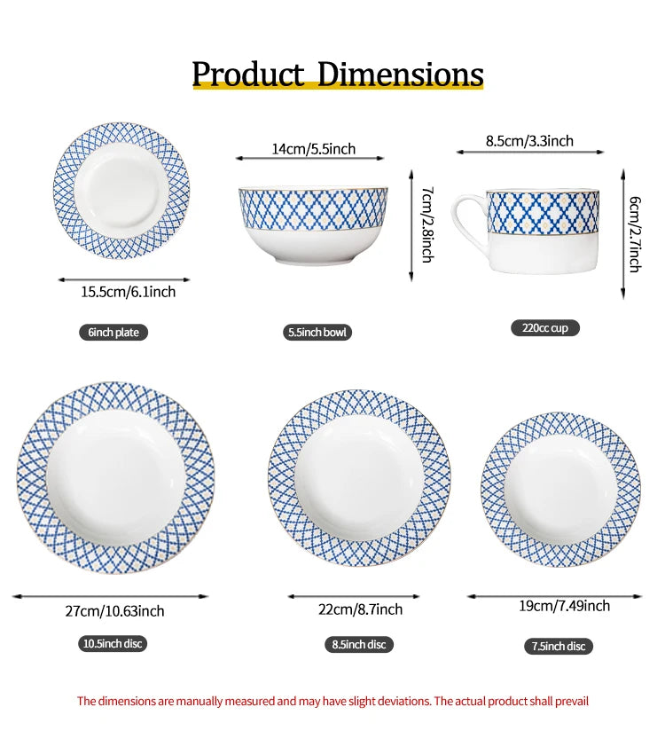 12/24 pieces Porcelain Dinnerware Set