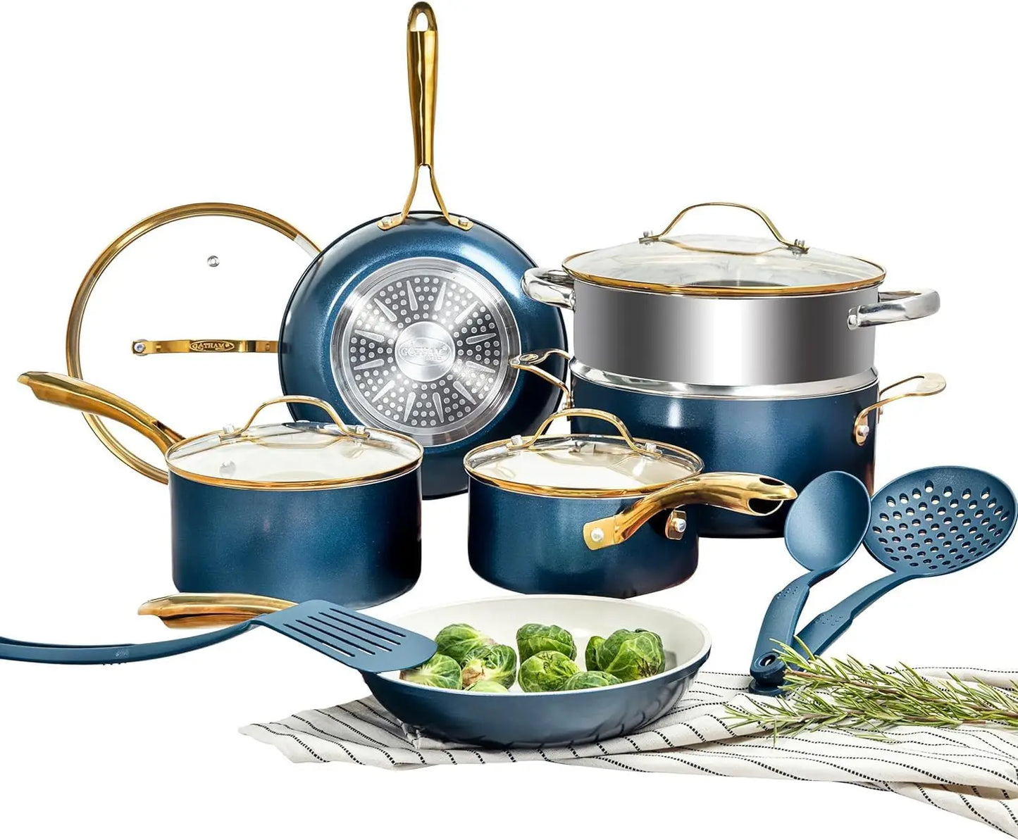 15 Pc, Non Stick, Ceramic Non Toxic Cookware Set