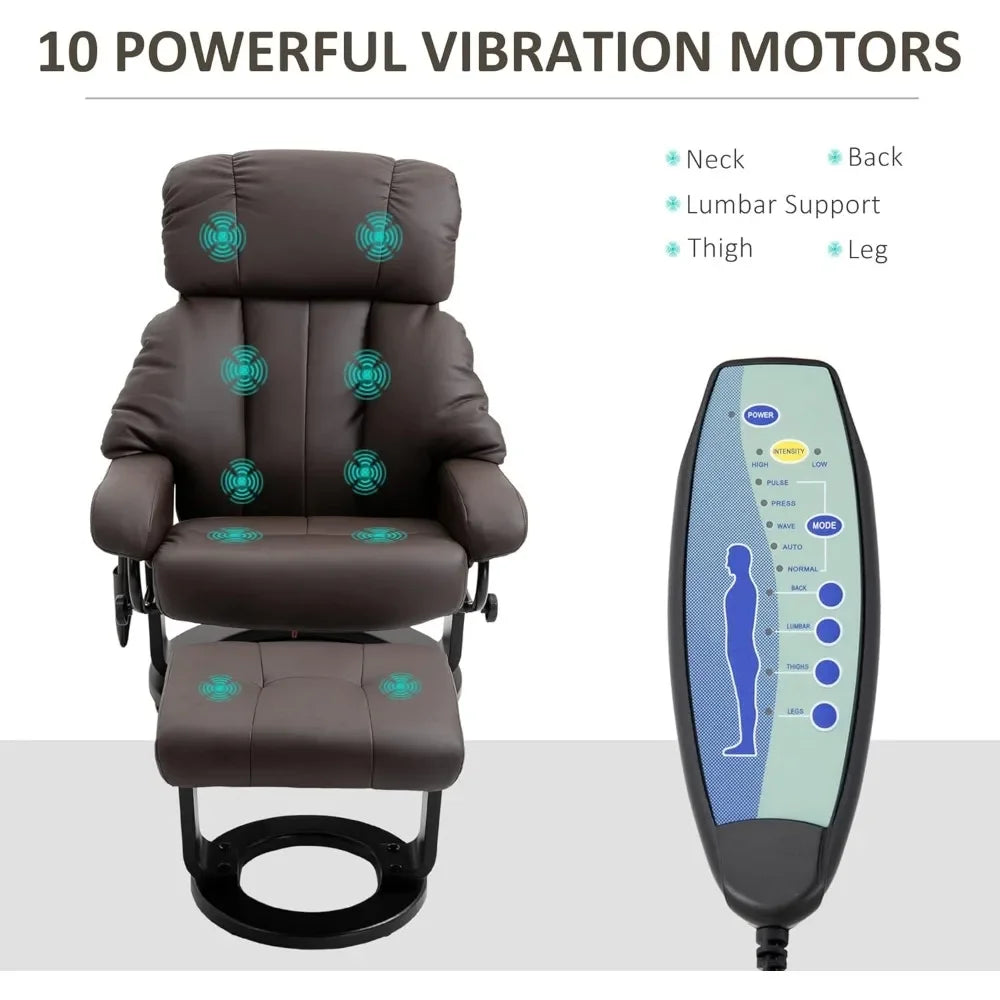 360° Swivel Massage Recliner Chair with Ottoman