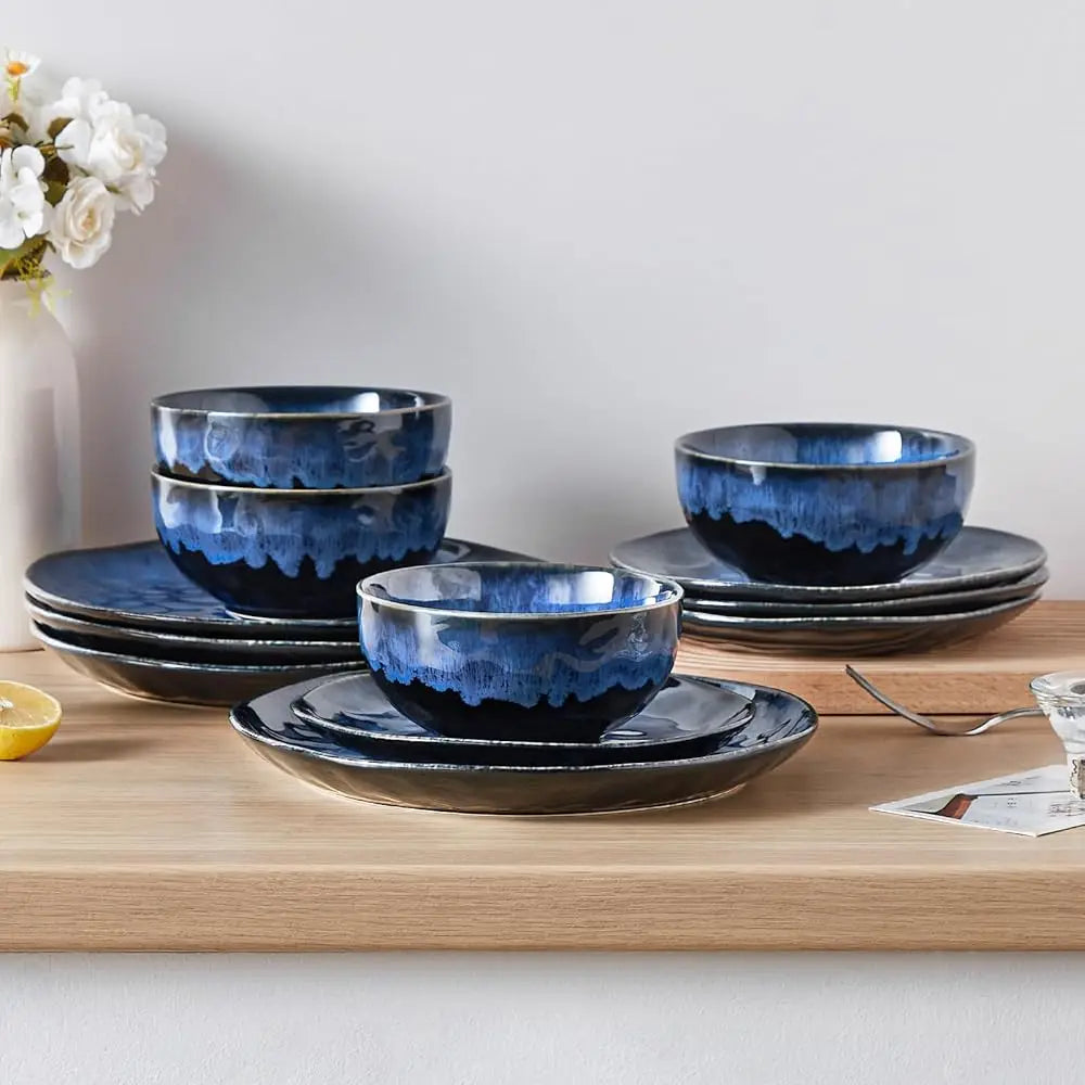 12 Piece Starry Blue Dinnerware Set