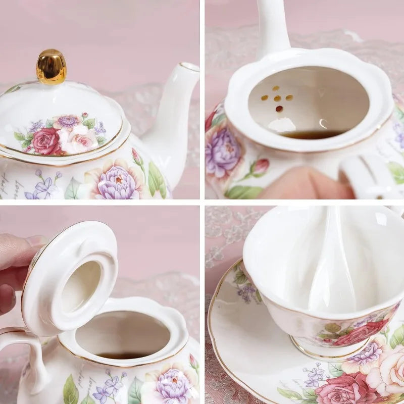 Floral Porcelain Tea Set, Service for 6