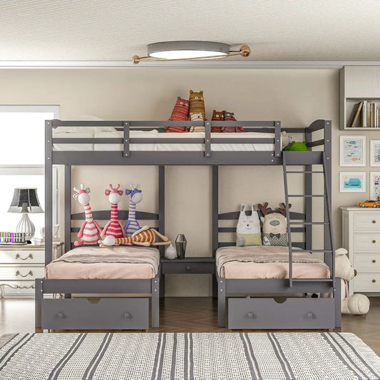 Full Over 2 Twin Triple Bunk Beds