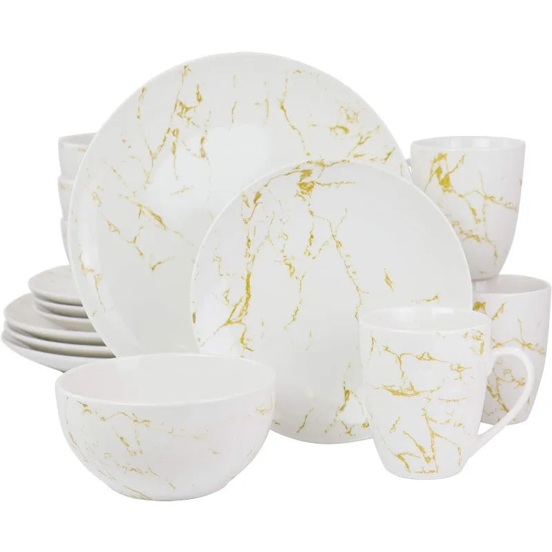 Fine Round Gloss Dinnerware Dish Set, 16 Piece,