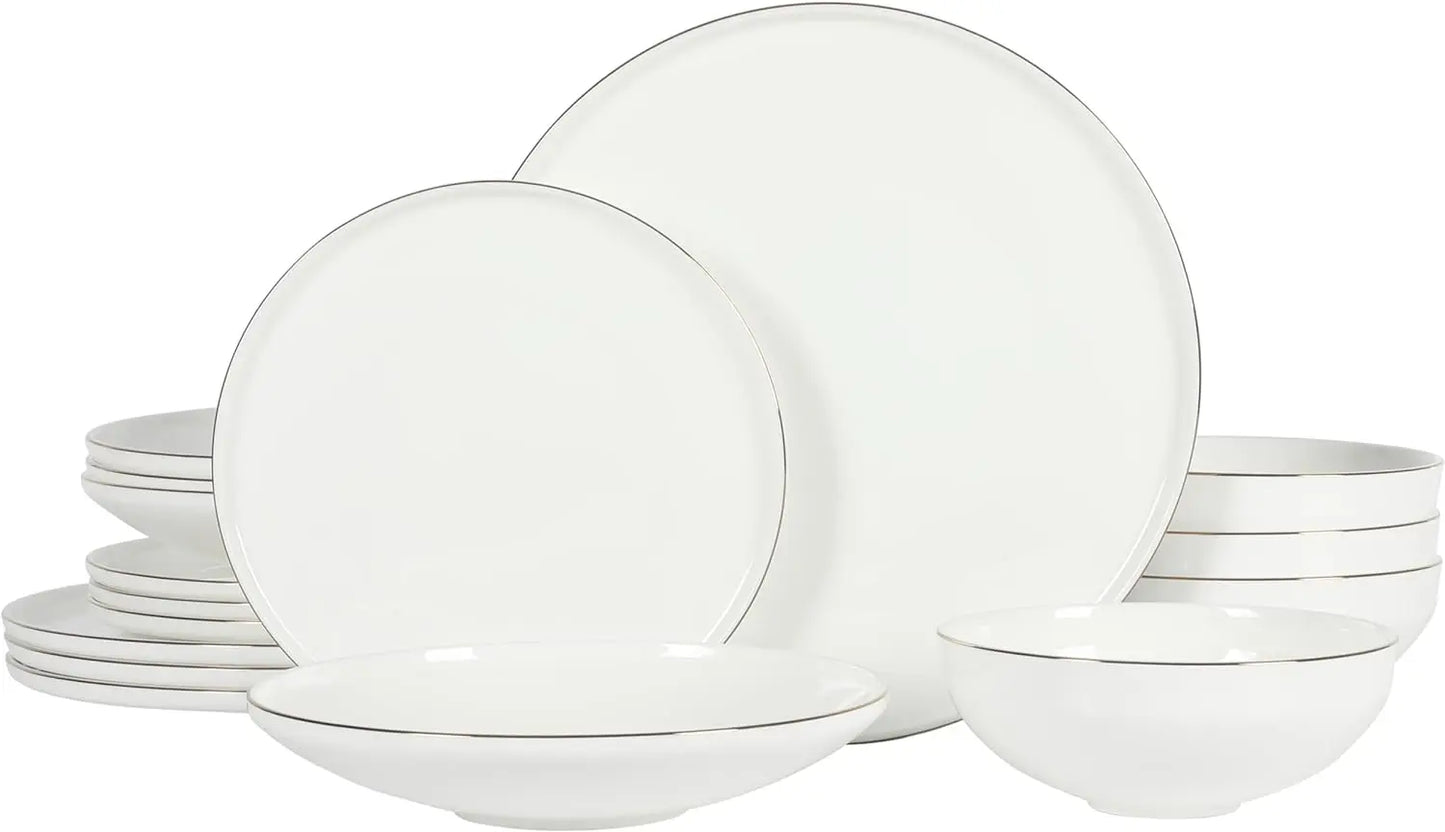 Mayfair Bay Embossed Double Bowl Dinnerware Set, Service for 4 (16pcs)