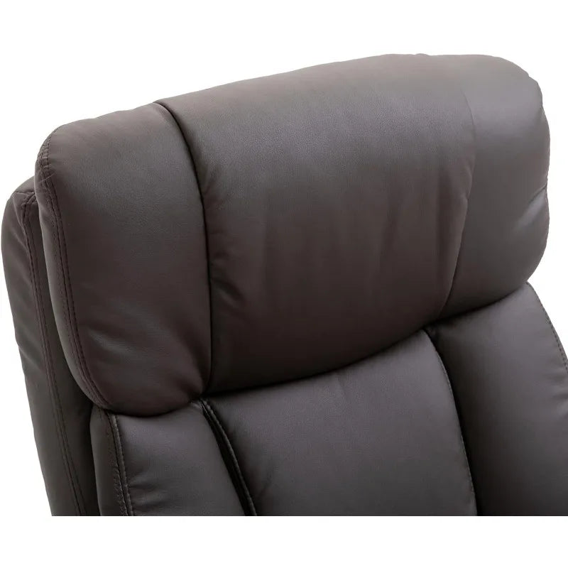 Swiveling PU Leather Massage Recliner Chair with Ottoman,10 Point Vibration