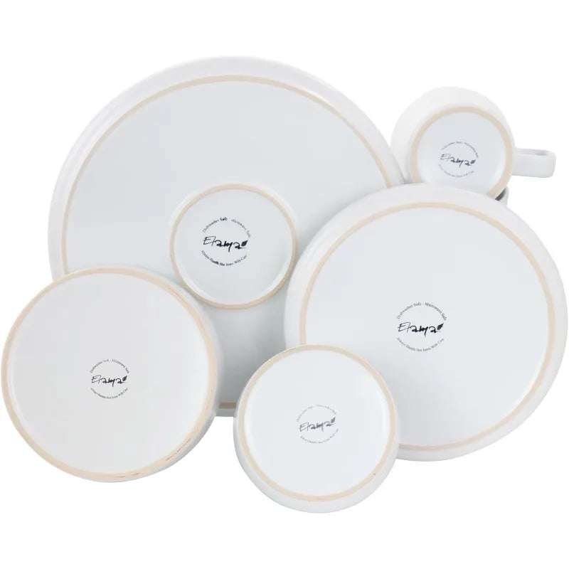 Luxmatte Dinnerware Set, 20 Piece, White, Dark Gray, Light Grey, Black