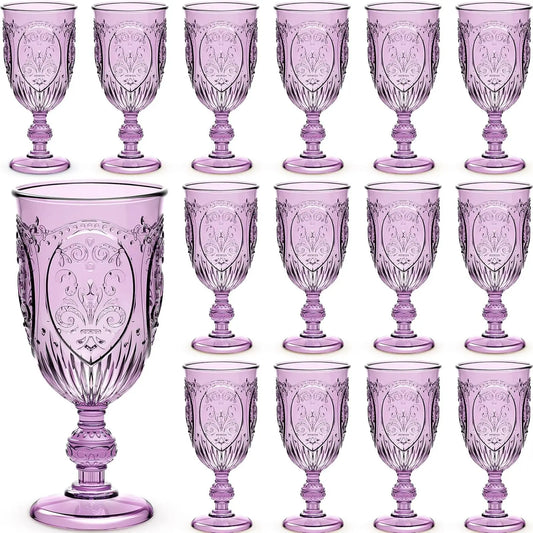 24 Pcs, 7.5Oz Plastic Vintage Wine Glasses