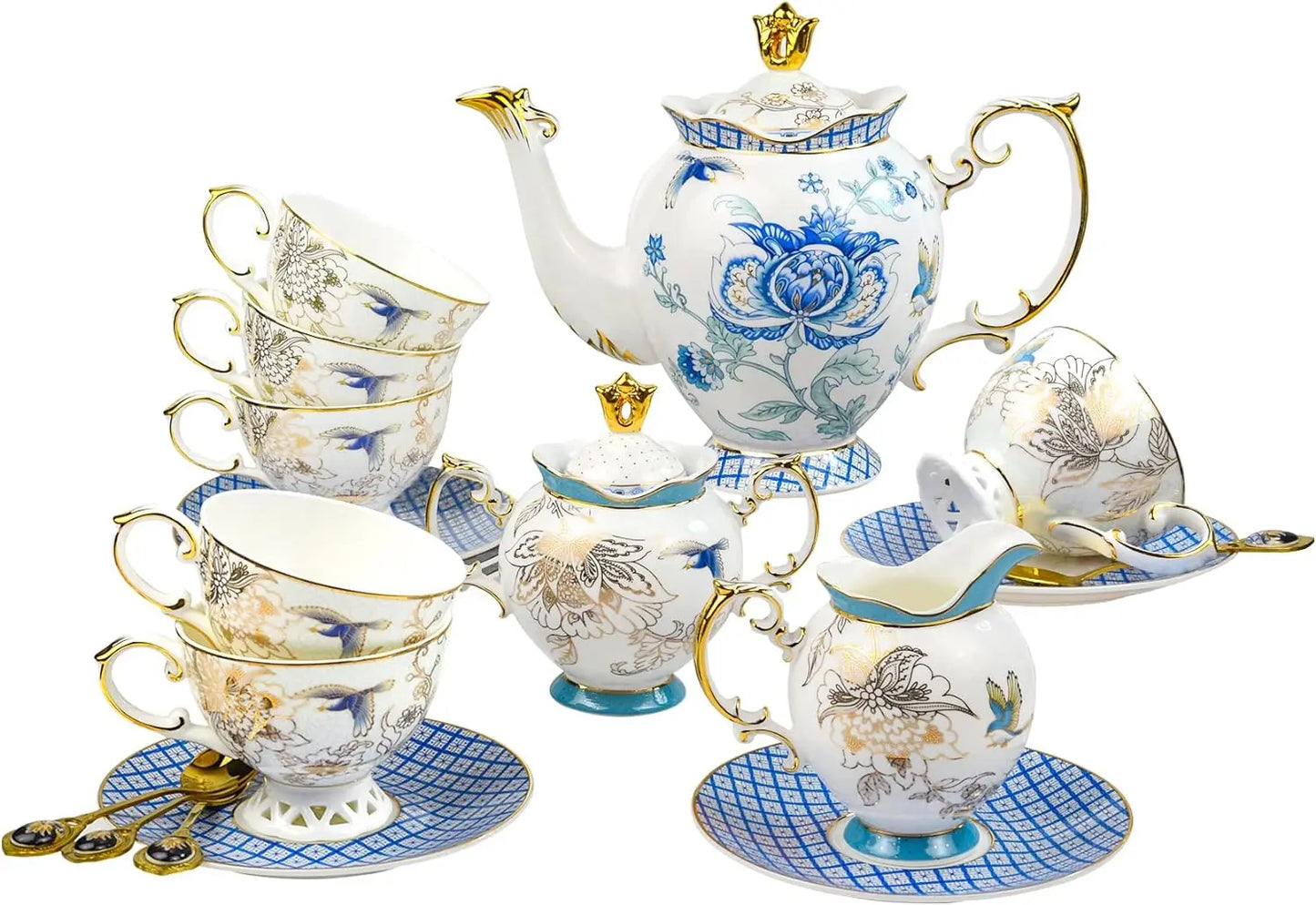 21-piece Elegant Bone China Tea Set