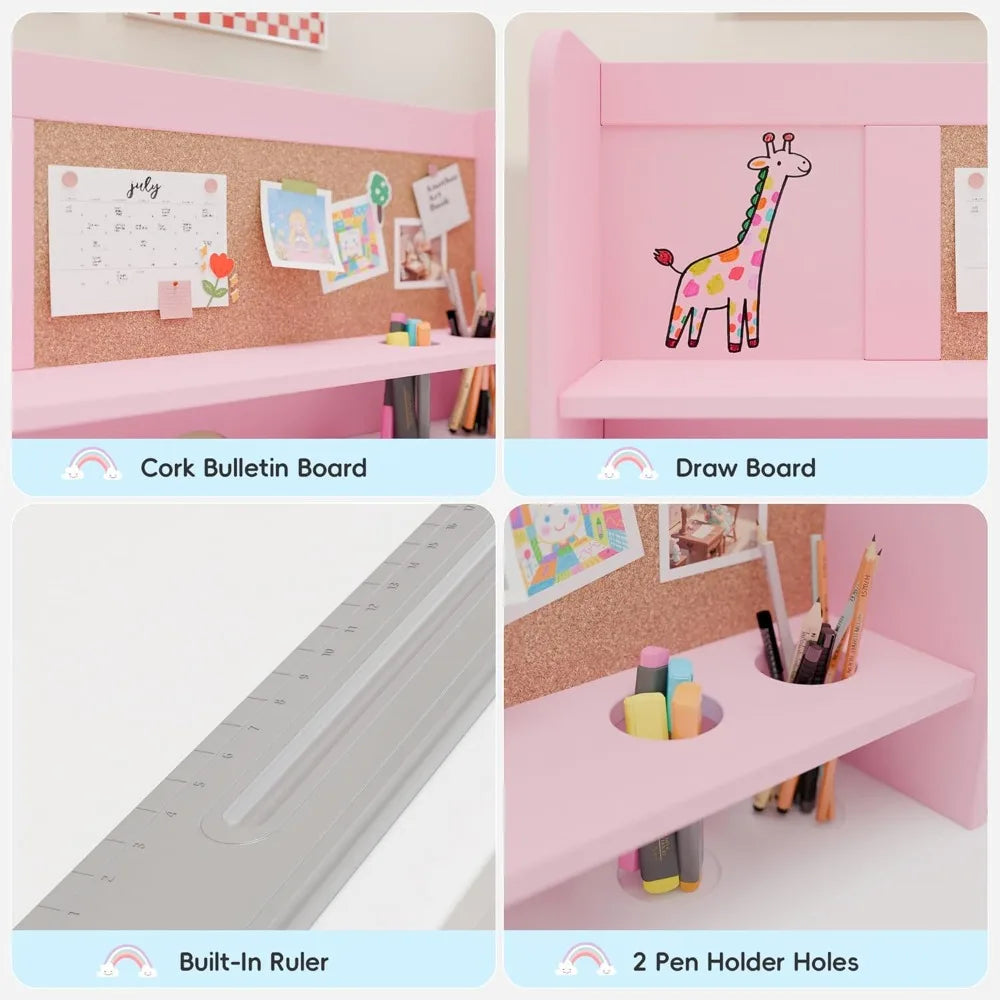 Kids' Tiltable Desktop Study Desk with Chair