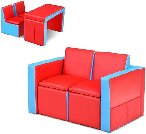 2 in 1 Double Seat Children's Sofa Convert to Table and Two Chairs