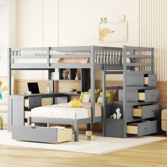 Harper & Bright Designs Full Over Twin Bunk Bed