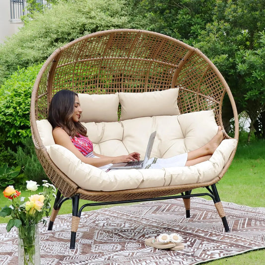 Indoor/ Outdoor Stationary Double Egg Chair
