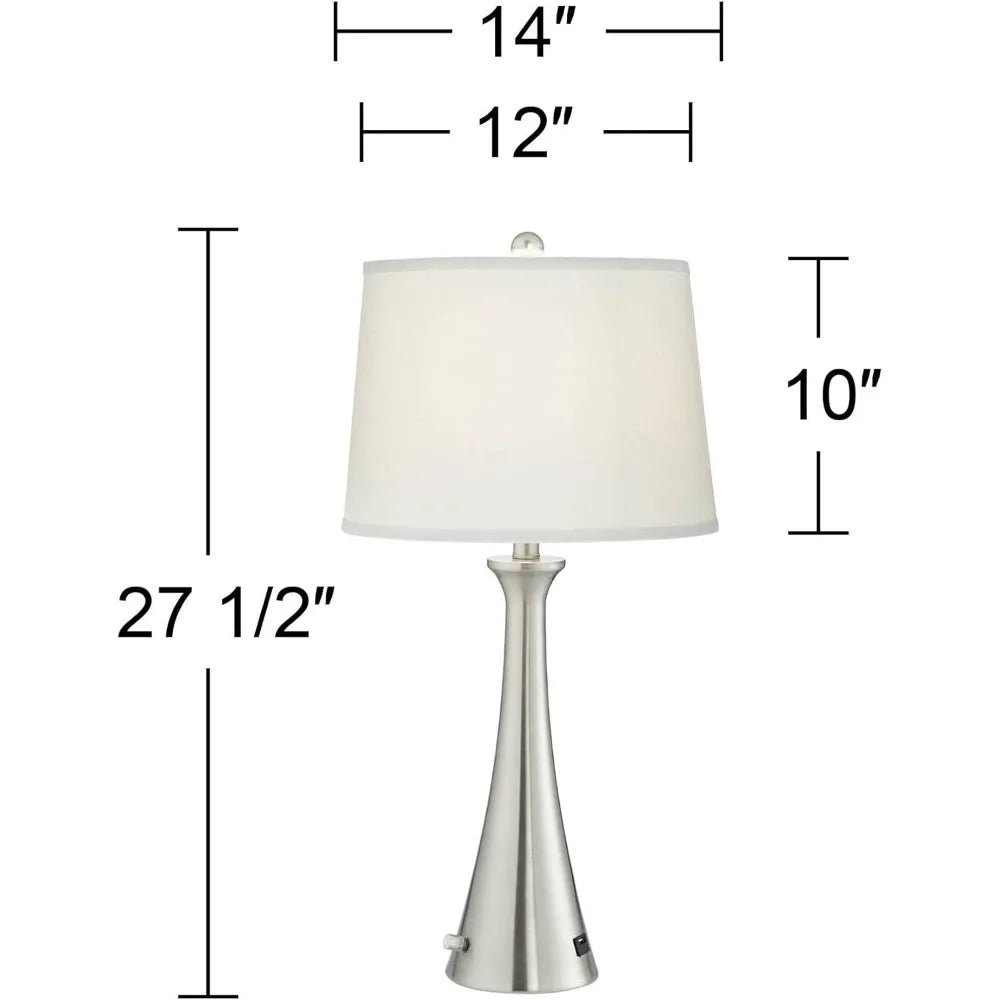 27 1/2" Tall Set of 2 Modern Table Lamps with USB and AC Power Outlet