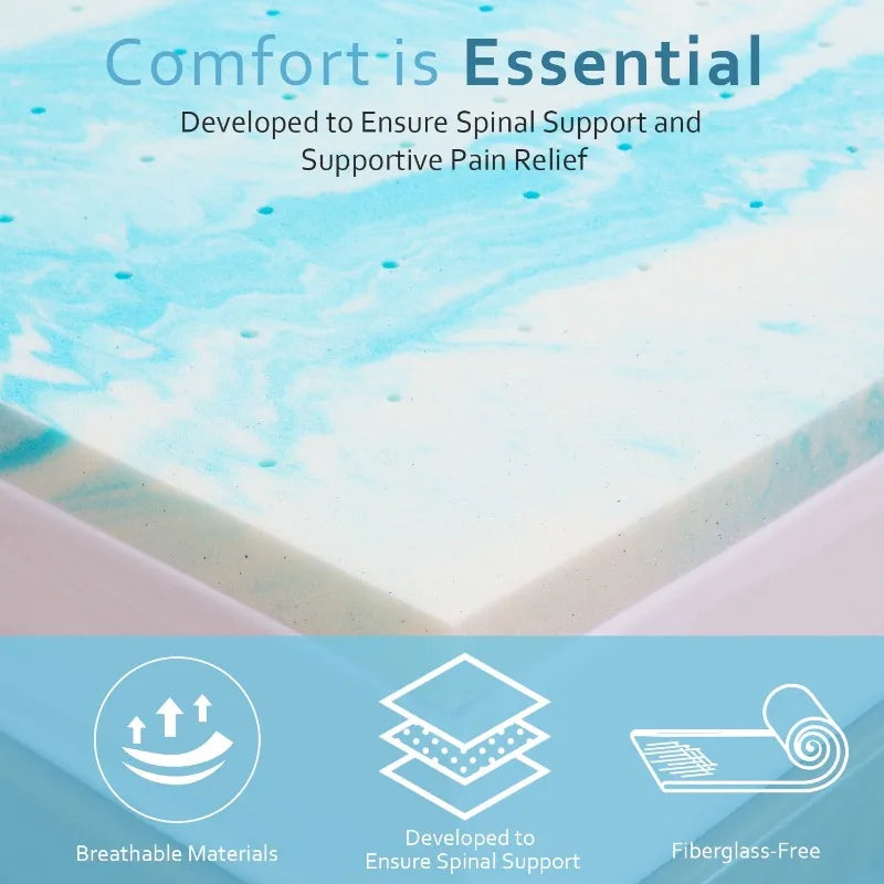 3 Inch Gel Memory Foam Mattress Topper in a Box - Size Optional