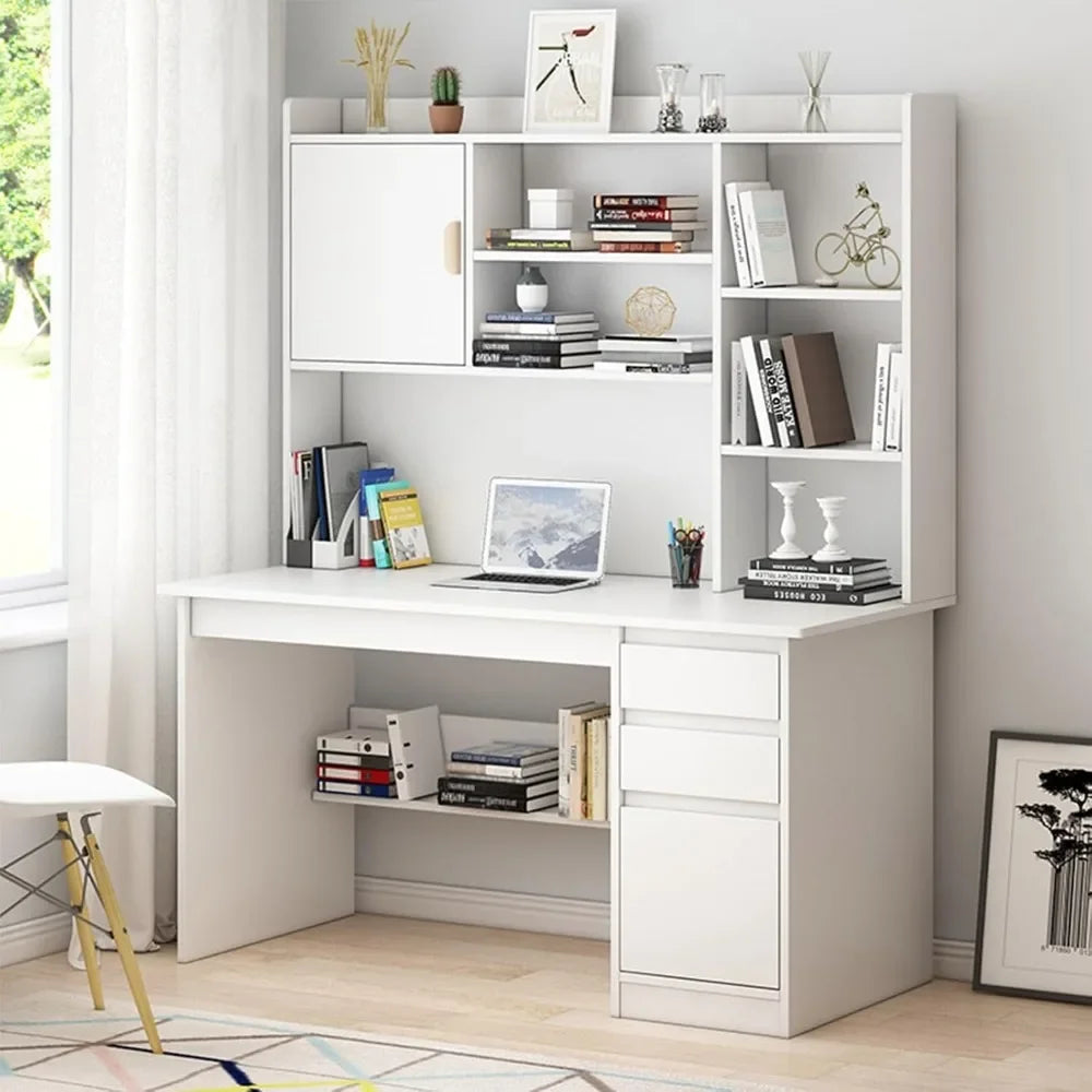 Space Saving Student School Desk with Drawers and Storage Shelves