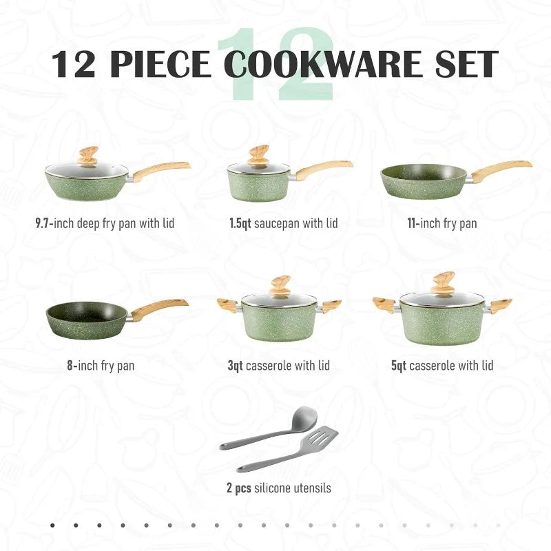 12/17-piece Granite Nonstick Cookware Sets