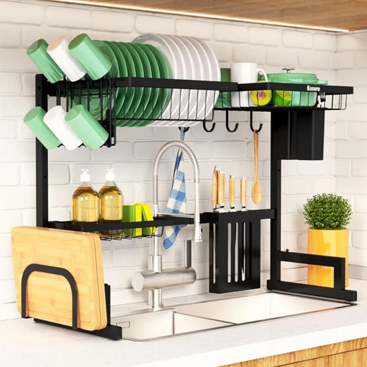 2-Tier Adjustable Over Sink Dish Drying Rack