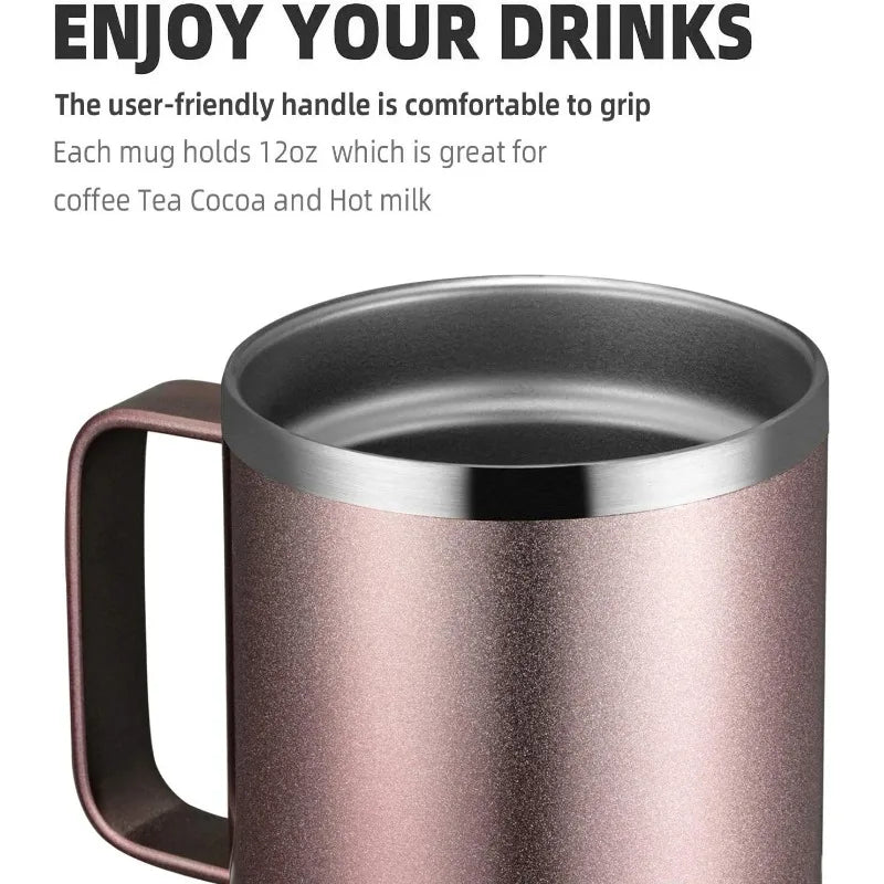 12oz Stainless Steel Insulated Coffee Mug With Handle