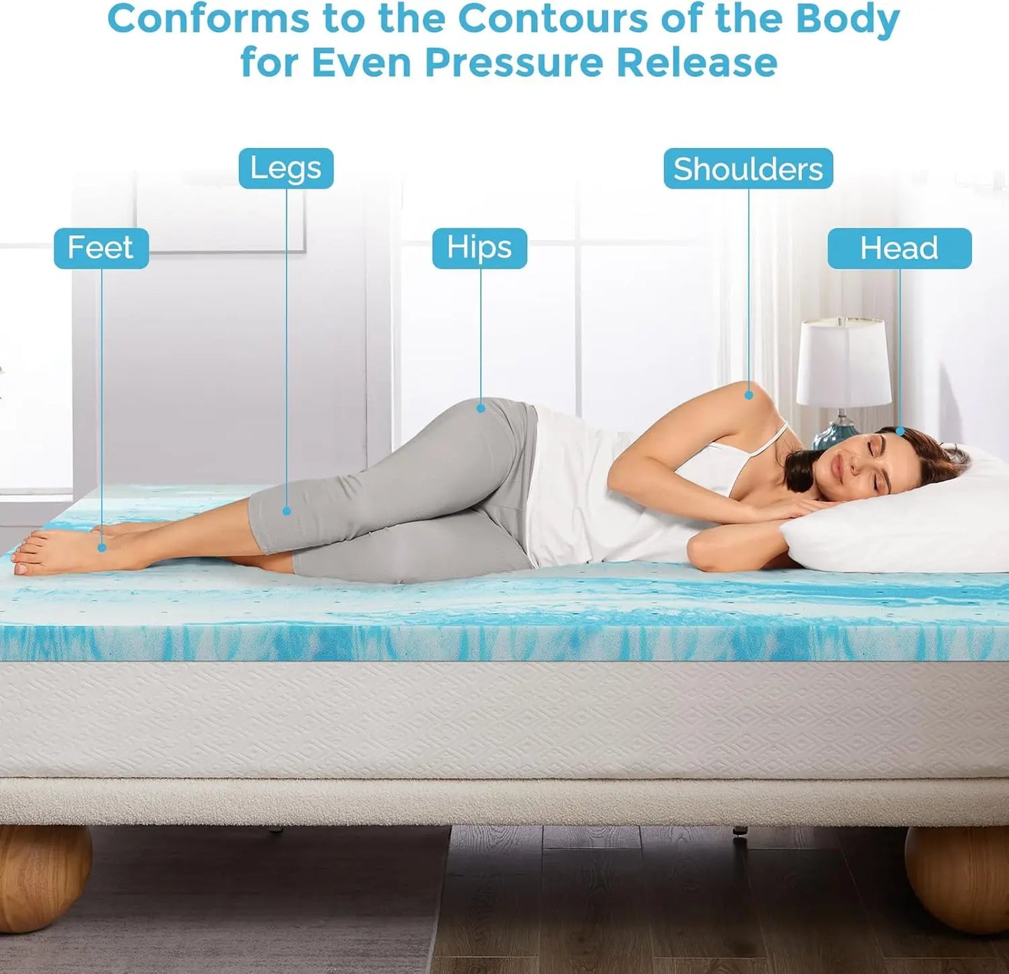 4-Inch Gel Memory Foam Mattress Topper, Size Optional