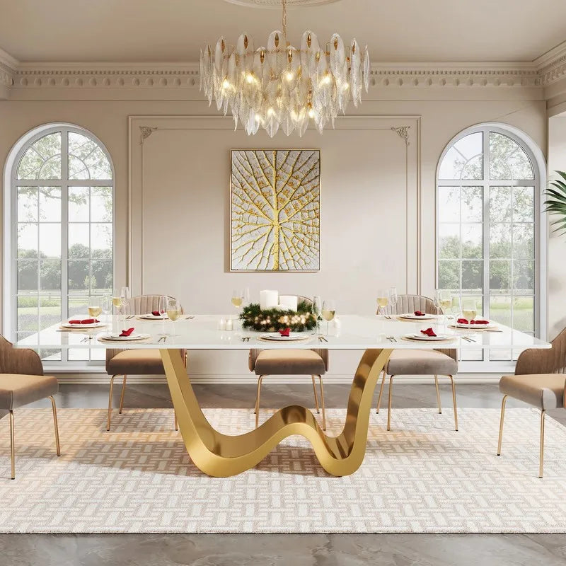 7-Piece Easy Assembly Dining Table Set with Tempered Glass Top