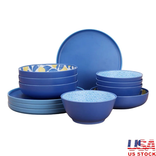 Bamboo Melamine 12-Piece Dinnerware Set