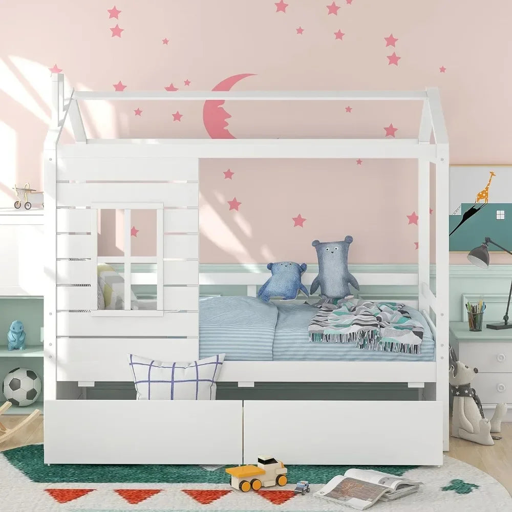 Twin Size Multi-Functional Fun House Storage Bed