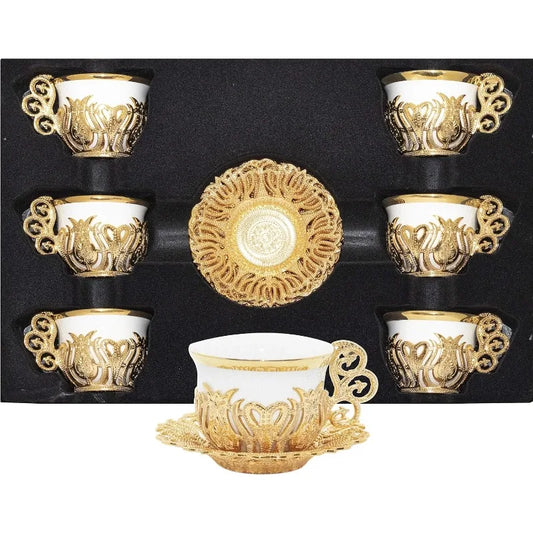 Turkish Coffee Cup Set, 6 Cups and Saucers