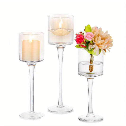 Set of 3/30 Tall Tea Light Glass Candle Holders