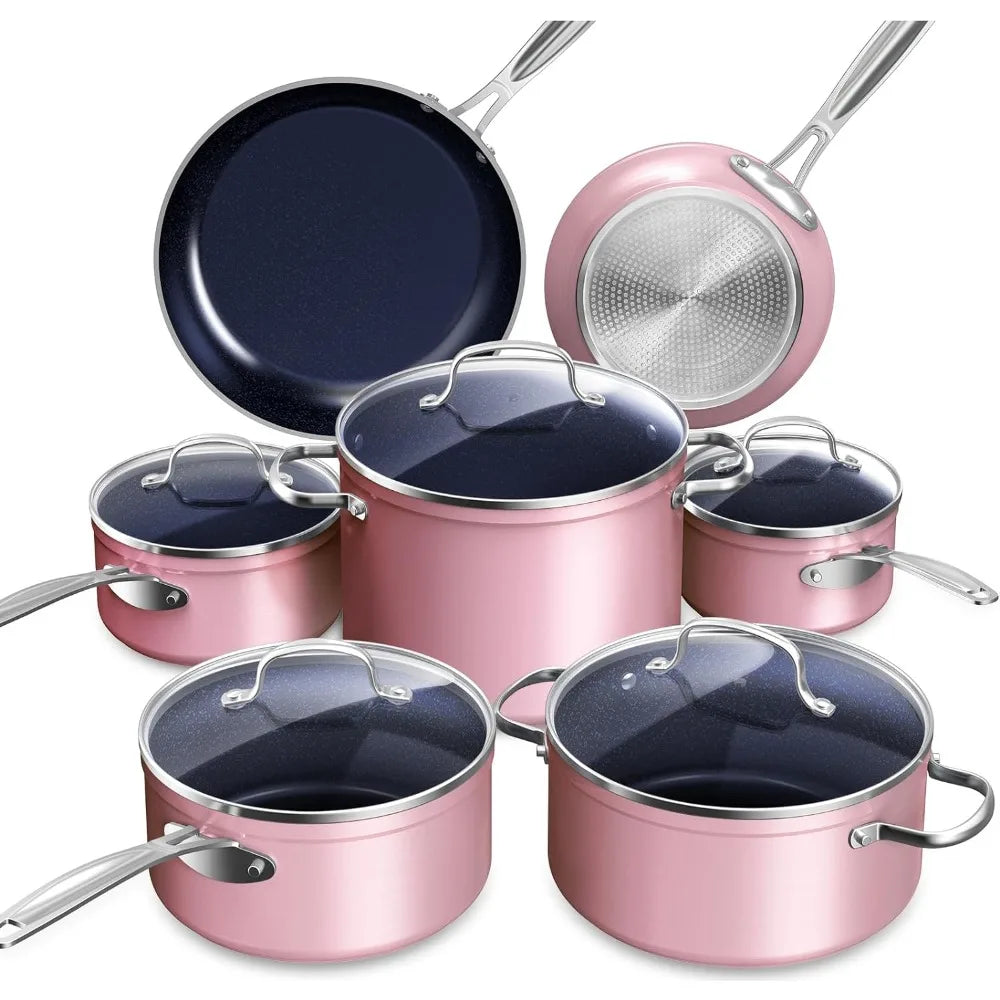 12pc Diamond Infused, Scratch-Resistant, Healthy Ceramic Nonstick Coated Cookware Set