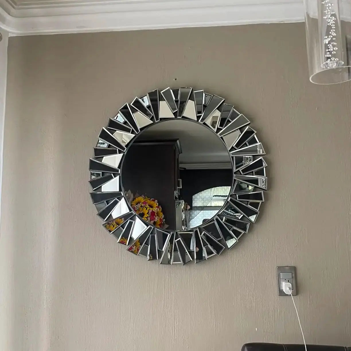 Unique Beveled Glass Sunburst Decorative Accent Wall Mirror