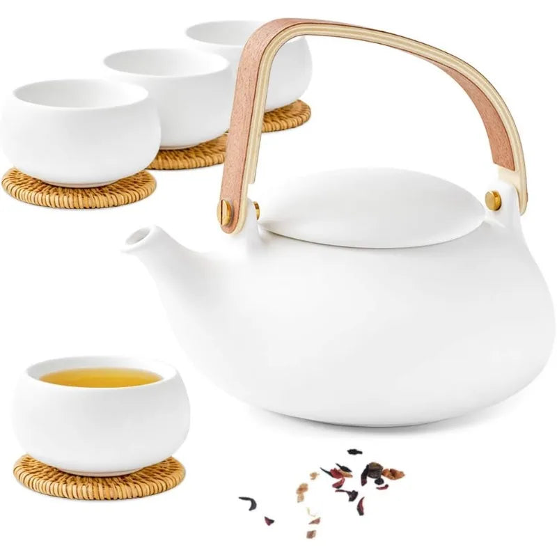 27 Ounce Japanese Ceramic Teapot Set with Infuser