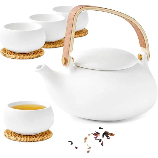 27 Ounce Japanese Ceramic Teapot Set with Infuser