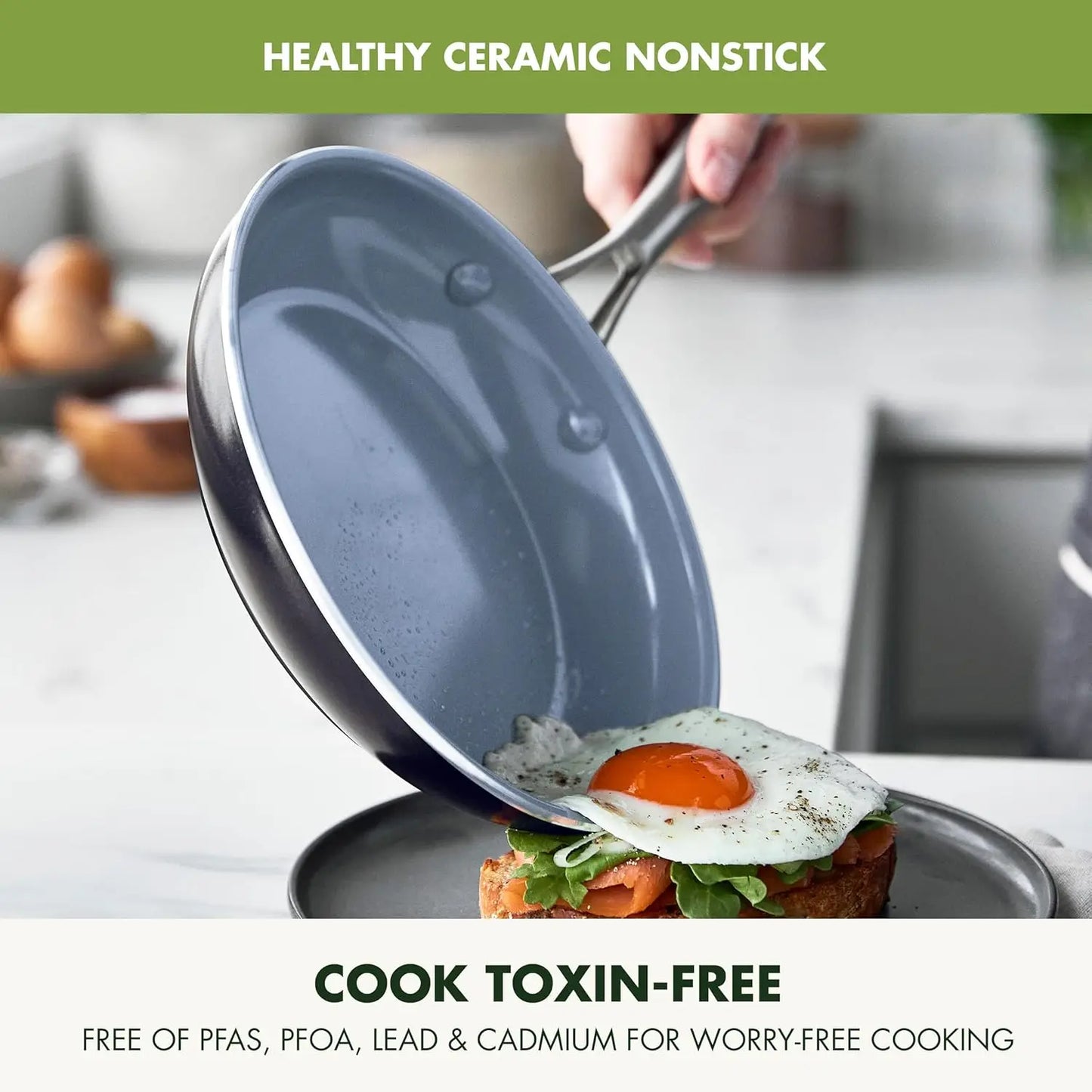 Healthy Nonstick Ceramic 17 Piece Cookware Set /w Stainless Steel Handles