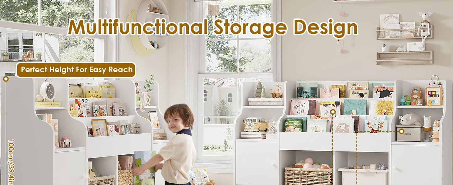 Large Toy Organizer and Storage with 8 Storage Cubbies and 2 Movable Drawers