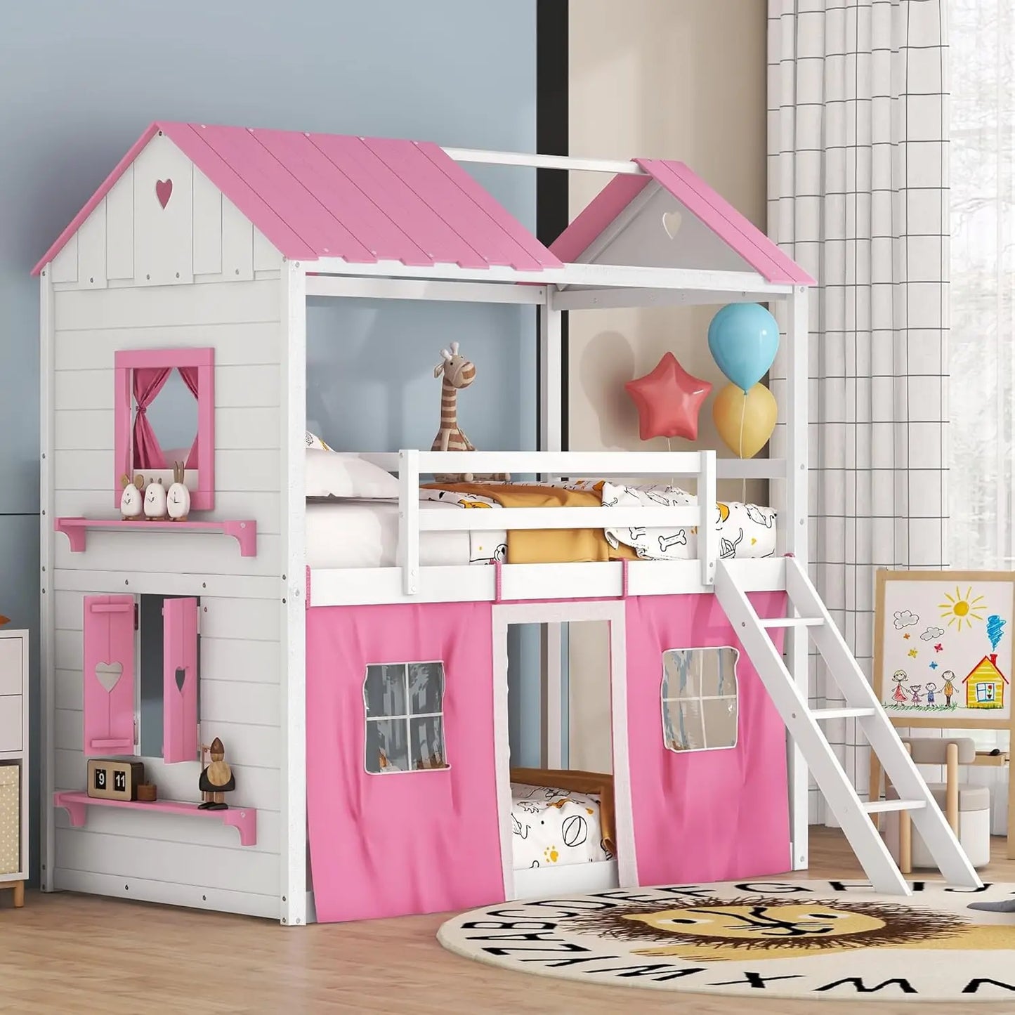 Kids' Twin Over Twin Creative Playhouse Loft Bed