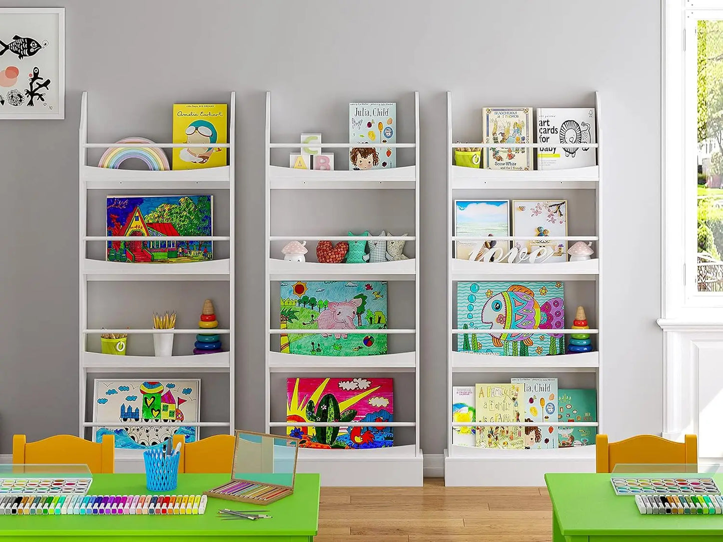 4 Tier Children's Bookcase and Storage Rack, White