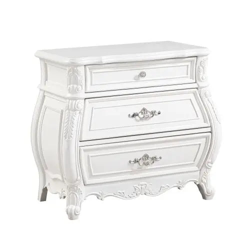 Wooden Pearl White Modern Style 5 Pc King Bedroom Set