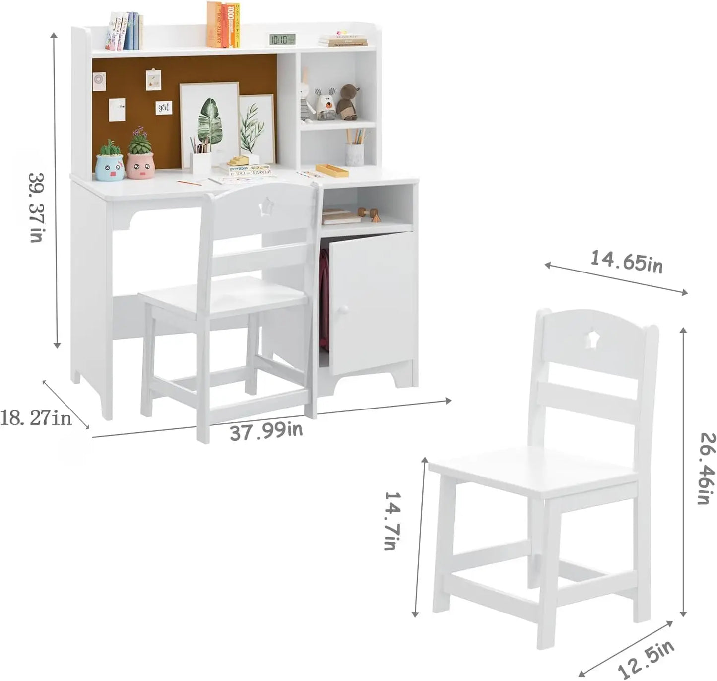 Kids Bookshelf & Organizer Study Desk & Chair Set