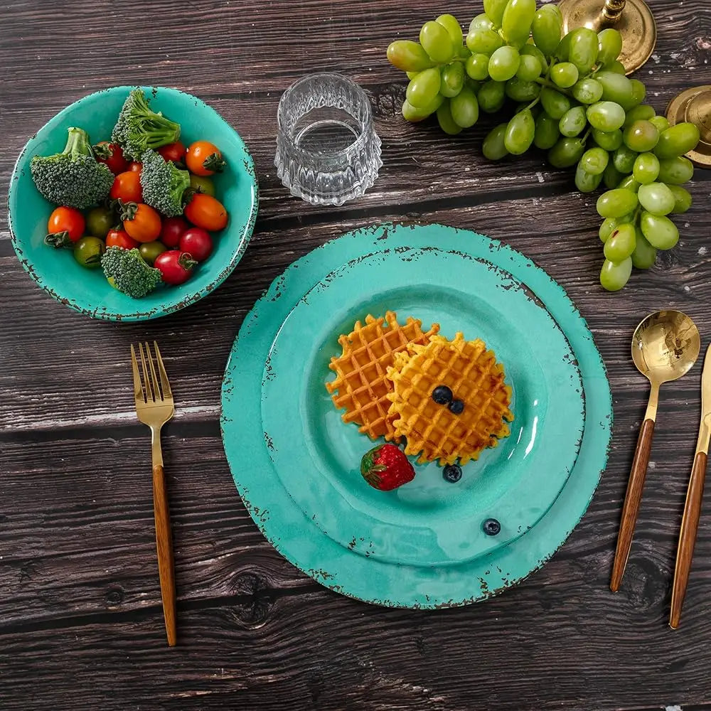 18-Piece Farmhouse Melamine Dinnerware Set