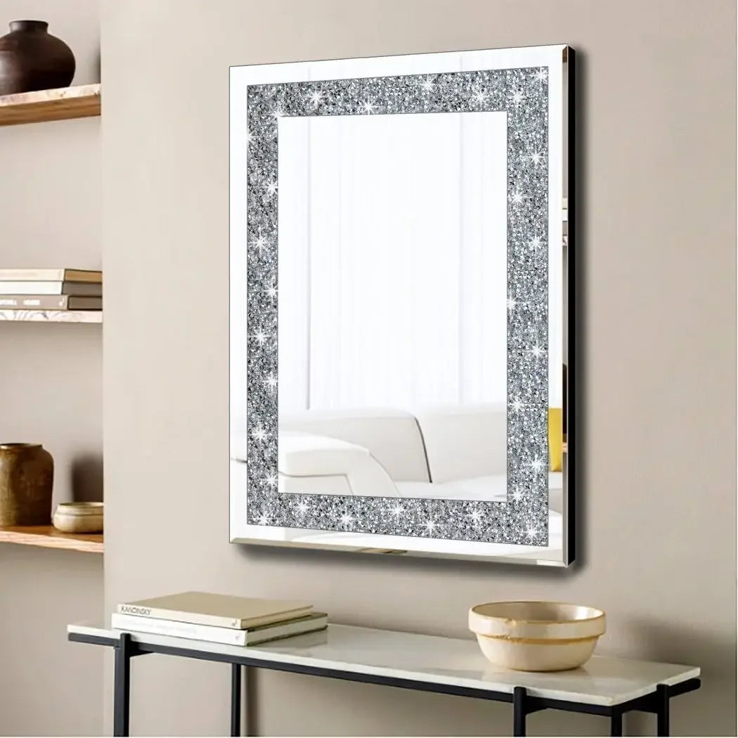 20x28 inch Frameless Crystal Crush Diamond Rectangle Wall Mirror