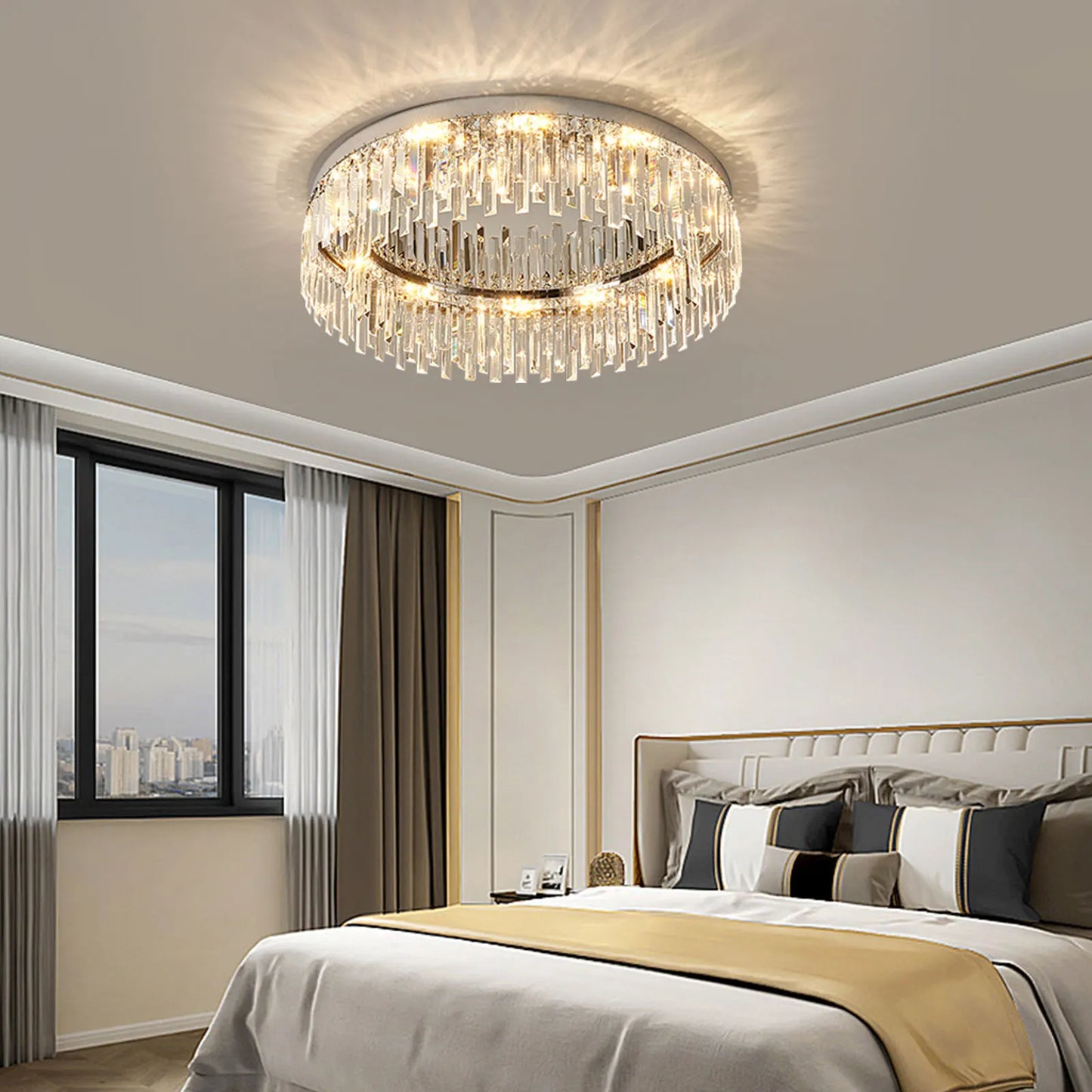 23.6inch Round Crystal Indoor Ceiling Lamp