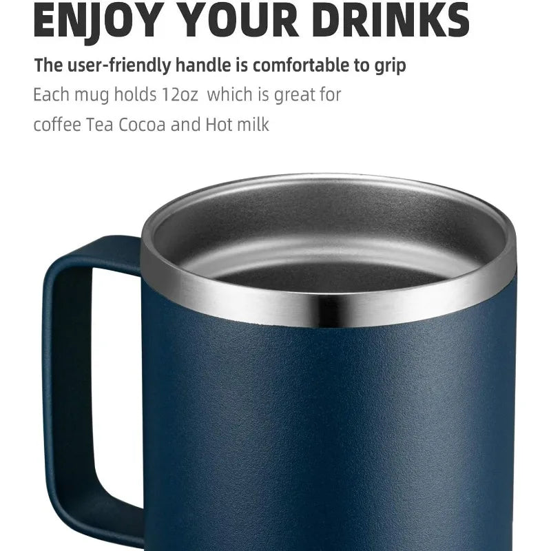 12oz Stainless Steel Insulated Coffee Mug With Handle