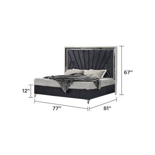Modern & Contemporary Style 5 Pc King Upholstered Bedroom Set, River Sand Grey