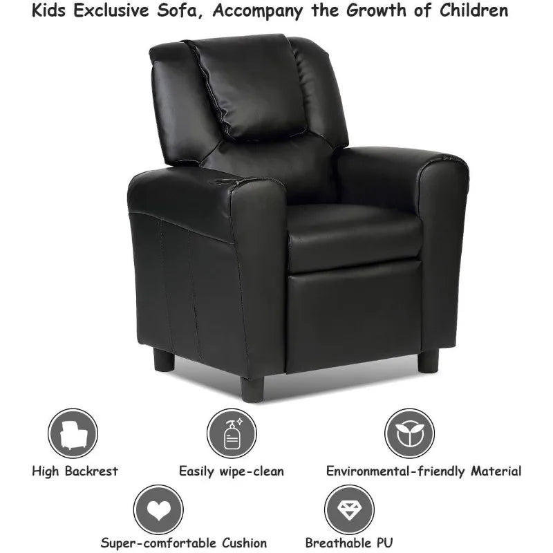 Kids Recliner Chair with Cup Holder, for Girls/ Boys