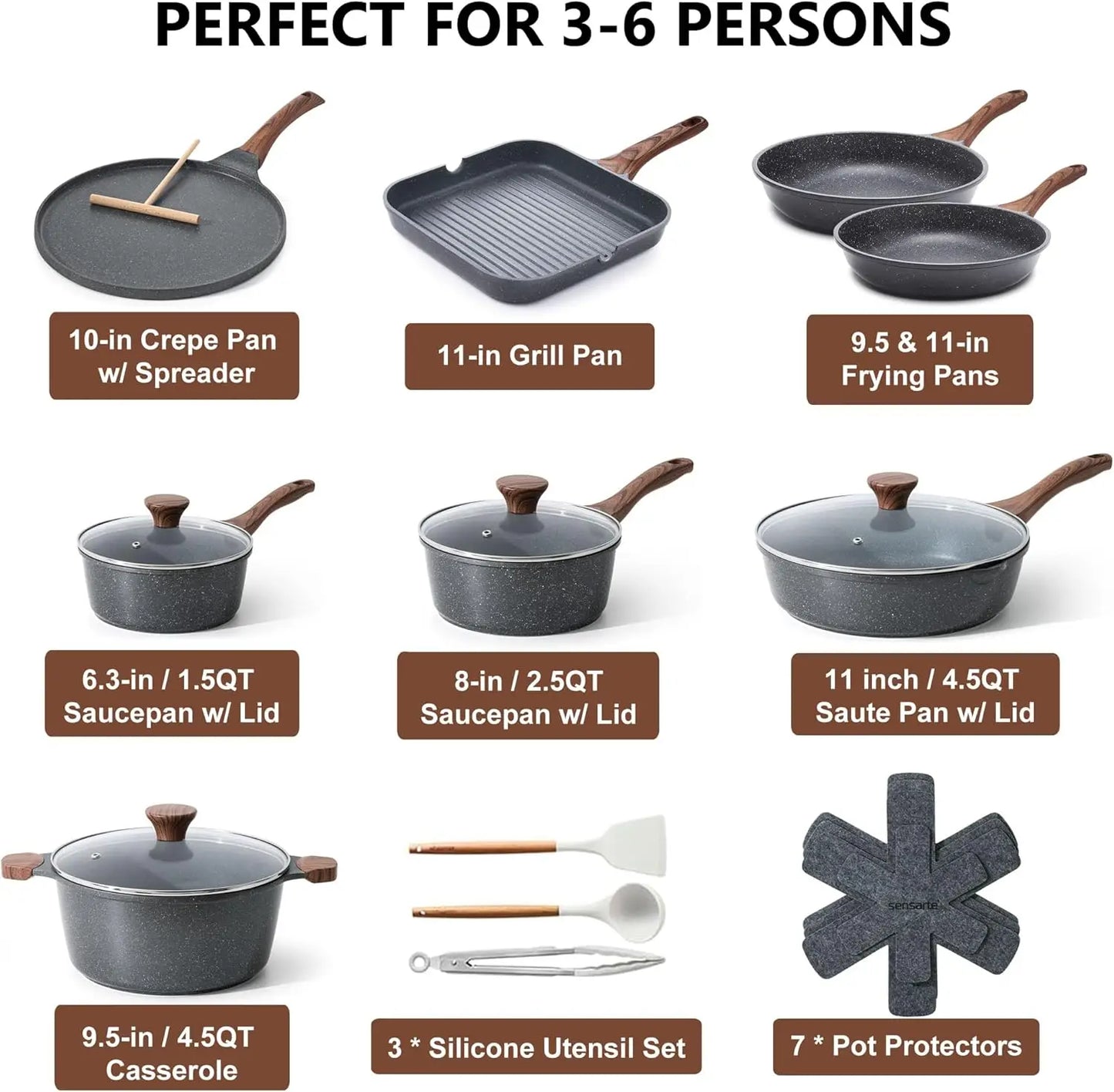 23-Piece Nonstick Cookware Set with Swiss Granite Coating